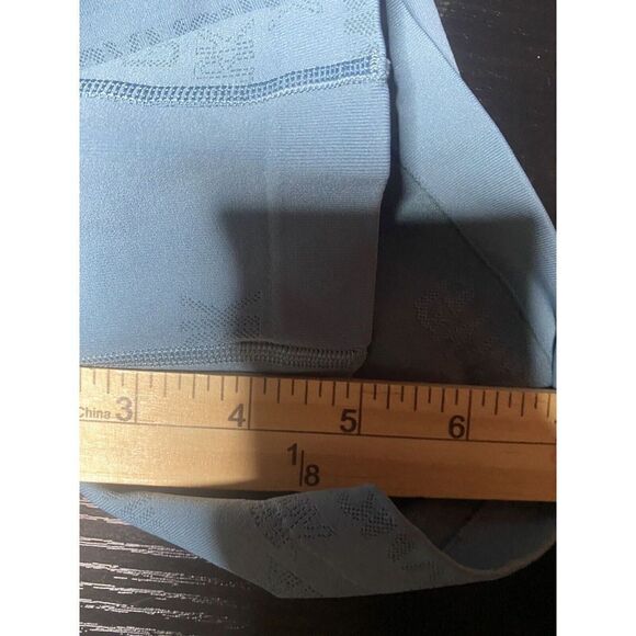 Gymshark Stretch High Rise Bike Shorts Blue Patterned Women's Large 5” Inseam - Picture 8 of 8